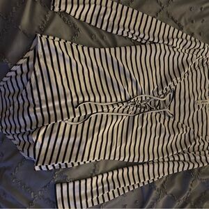 LeShop Black and White Striped Bodysuit